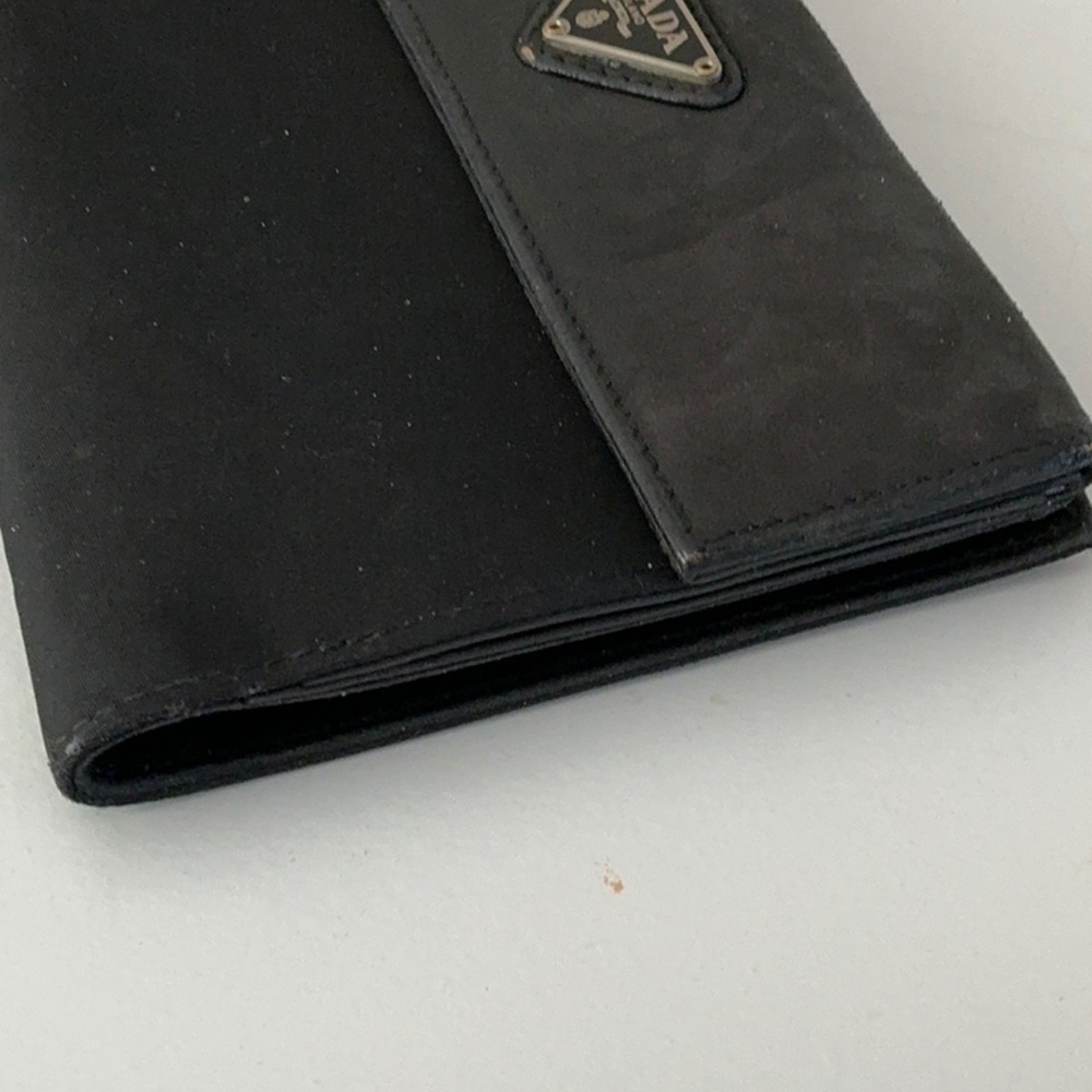 PRADA Authentic Black Nylon &  Leather Wallet w/COA, Unbranded Gunmetal  Chain - Picture 8 of 12